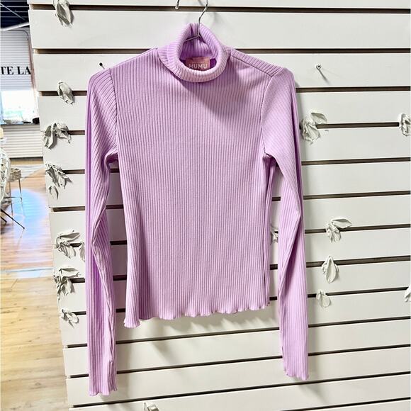 Show Me Your Mumu Turtleneck Layer Up Rib Knit Sweater Top Lilac Women's Size XS - Picture 2 of 5